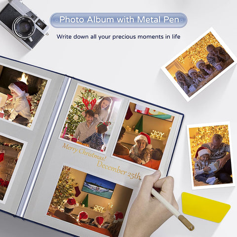 Popotop Large Photo Album Self Adhesive 4x6 5x7 8x10 Scrapbook Album DIY Picture Book,Gifts for Mom,Family Baby and Wedding,with Metal Pen and Plastic Board