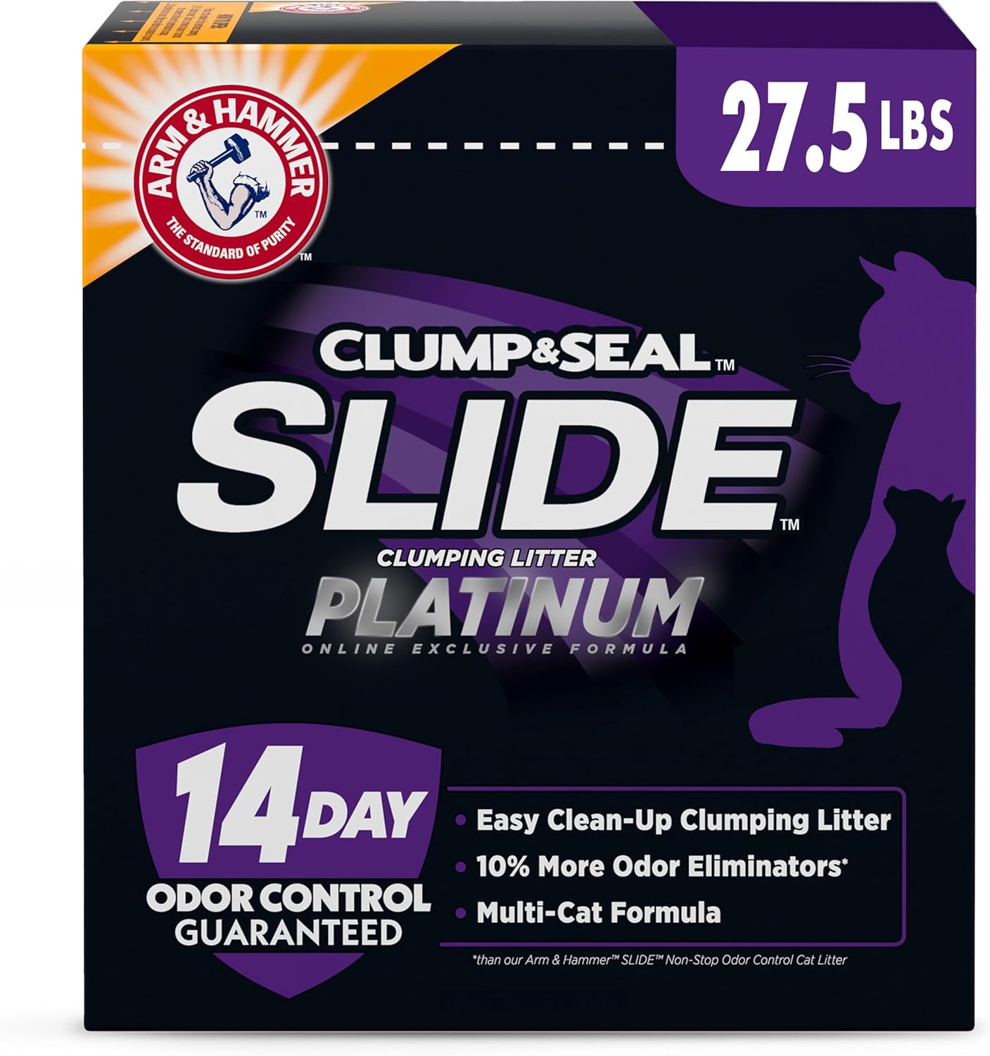 ARM & HAMMER Slide Platinum Easy Clean-Up Clumping Cat Litter, 27.5 Lbs