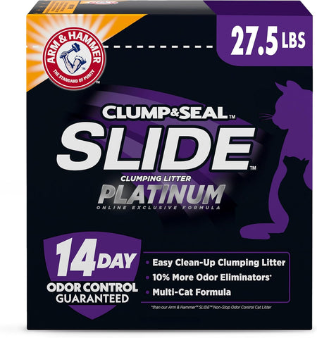 ARM & HAMMER Slide Platinum Easy Clean-Up Clumping Cat Litter, 27.5 Lbs