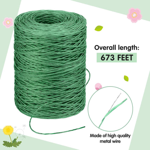 Syhood 673 Feet Floral Vine Bind Wire Rustic Craft Wire, Mint Green