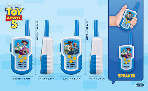 ekids Toy Walkie Talkies for Kids, Static Free Extended Range Indoor and Outdoor Toys (Toy Story 5)