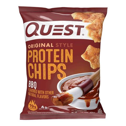 Quest Nutrition BBQ OG Protein Chips, 19g Protein, 1.1 oz Bags, 12 Count | 4g Net Carbs, Gluten Free, High Quality Protein, Baked Crunch, Bold Smoky-Sweet BBQ Flavor, Individually Wrapped 1.1oz Bags