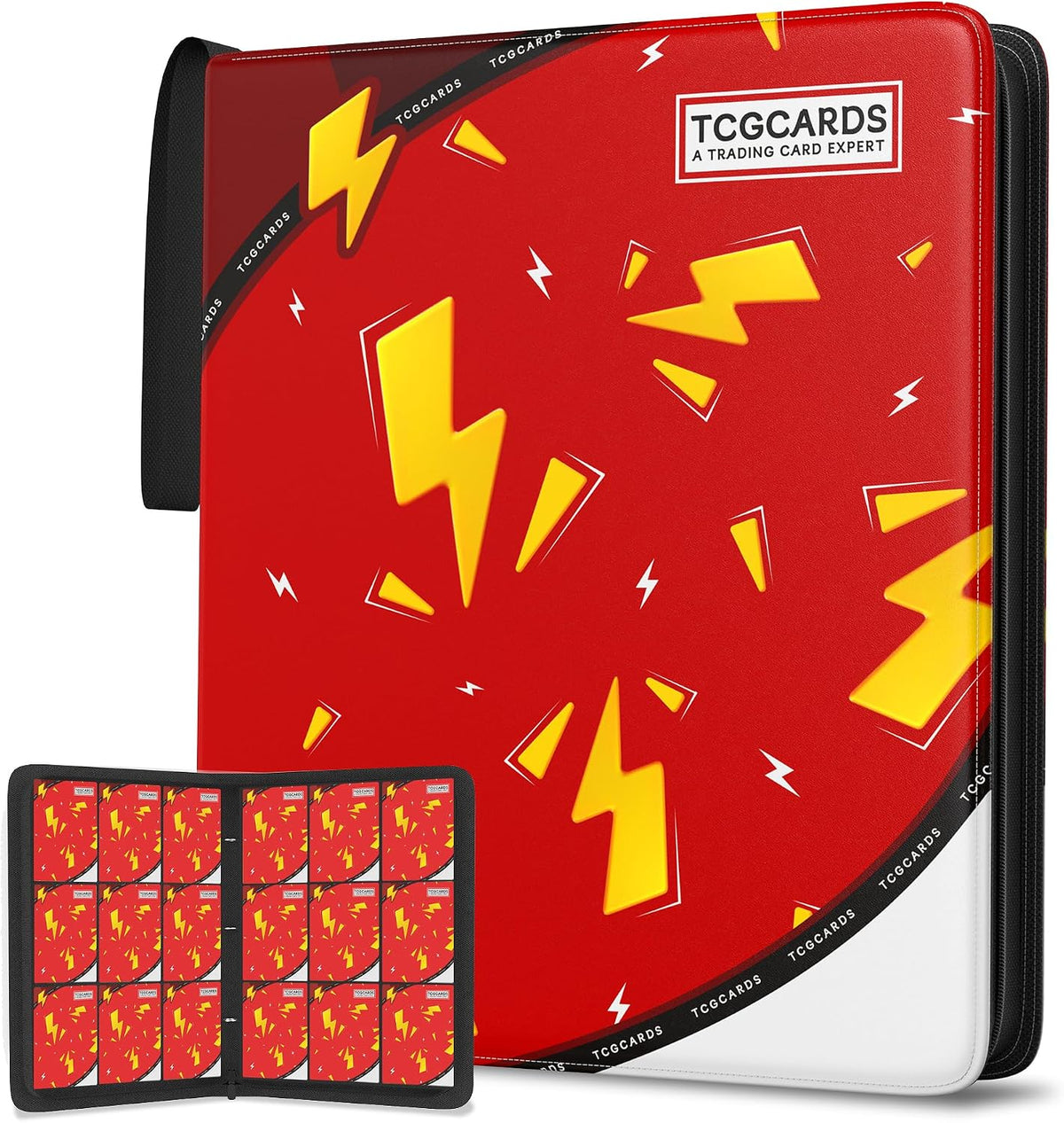 Trading Card Binder 9 Pocket,Card Binder 900 Pockets,Card Book Holder Cards with 50 Removable Sleeves,3-Ring Zip Design MTG/TCG/Sport Collectible Trading Card Albums Gifts for Boys and Girls (Red)