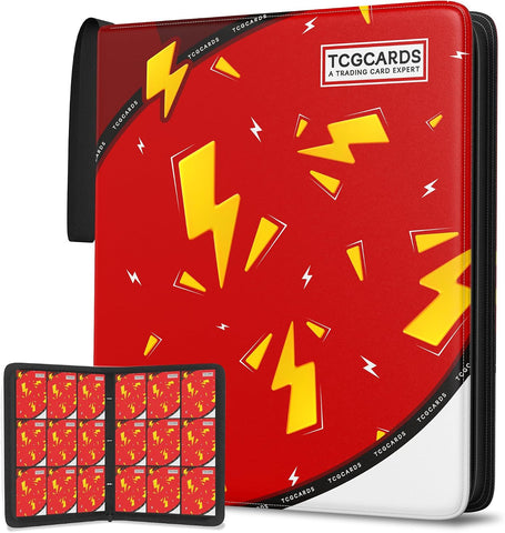 Trading Card Binder 9 Pocket,Card Binder 900 Pockets,Card Book Holder Cards with 50 Removable Sleeves,3-Ring Zip Design MTG/TCG/Sport Collectible Trading Card Albums Gifts for Boys and Girls (Red)