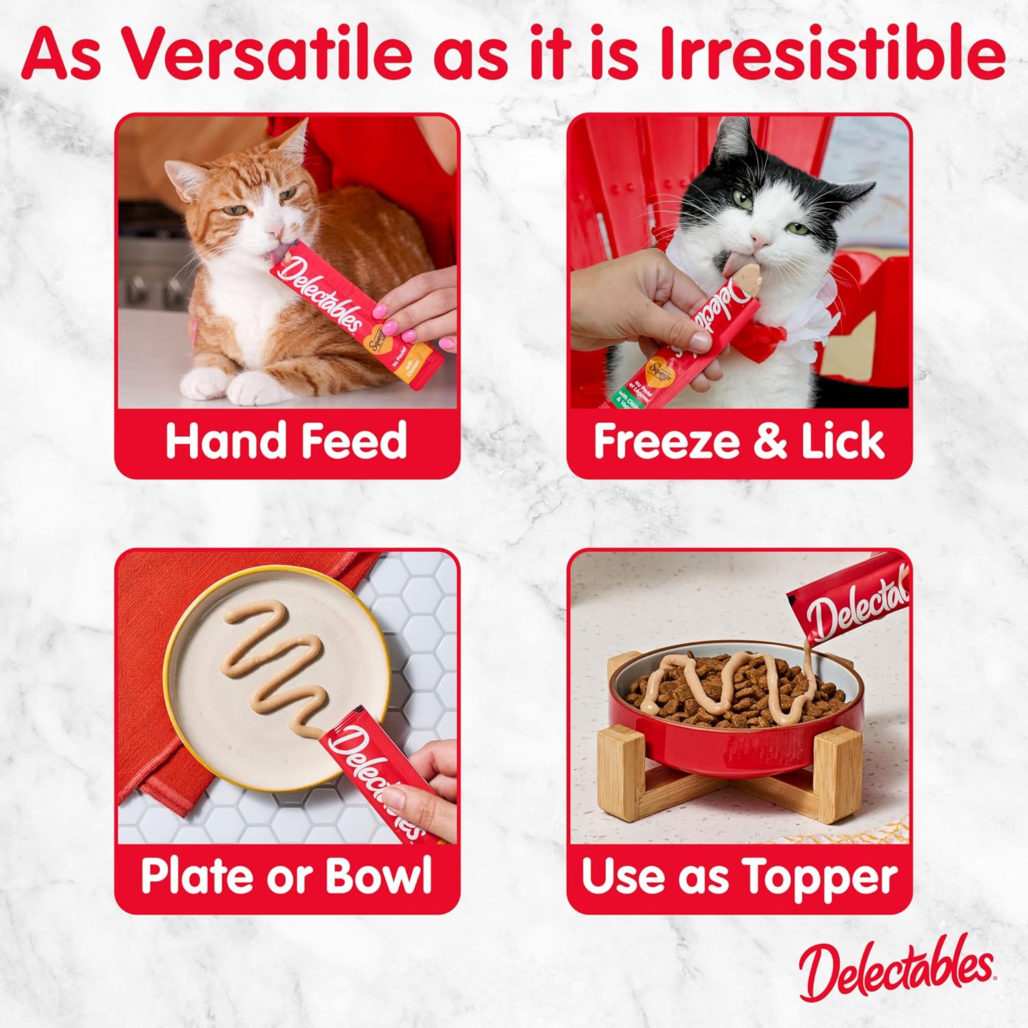 Delectables Squeeze Up Creamy Squeezable Puree, Lickable Wet Cat Treats, Grain Free, No Added Fillers, No By-Products, No Added Preservatives, 0.5 Ounces Tube Chicken Flavor, 32 Tubes Total