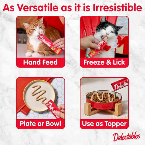 Delectables Squeeze Up Non-Seafood Chicken with Duck & Catnip Variety Pack, Creamy Squeezable Puree, Lickable Wet Cat Treats, Grain-Free, No Added Fillers, 0.5 Ounces Tube, 48 Tubes Total