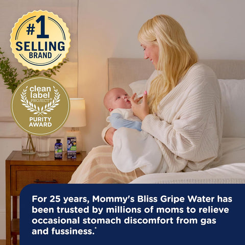 Mommy's Bliss, Bottle, Mommy's Bliss Night Time Gripe Water for Baby's Tummy Trouble - Relieves Occasional Infant Stomach Discomfort from Gas, Colic, Fussiness, Hiccups , 4 Fl Oz