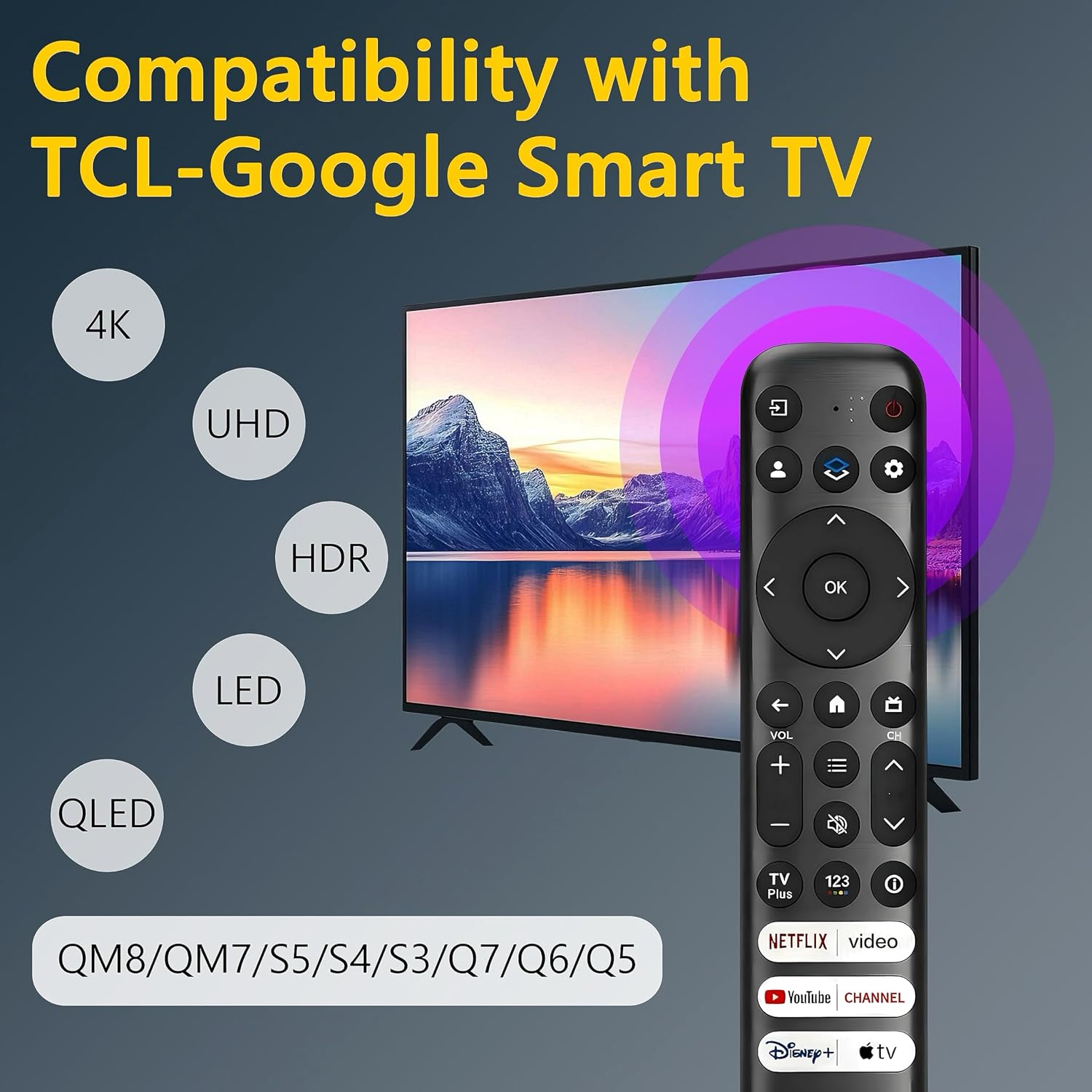 Replacement for TCL-Google Smart TV Remote Control RC813
