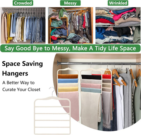 Magic Pants Velvet Hangers for Organization and Storage - Space Saving, 5 Pack Dorm Room Essentials for College Students Girls