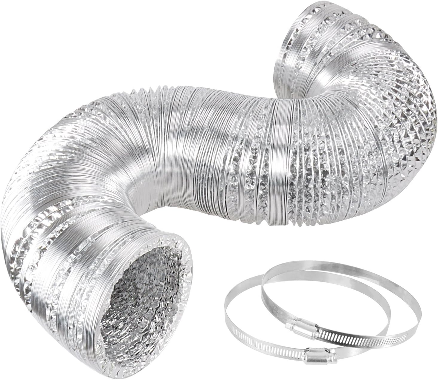 iPower GLDUCT10X25C Ducting Dryer Vent Hose for HVAC Ventilation with 2 Clamps,Exhaust Blower for Heating Cooling Booster, 10'' X 25', 1-Pack