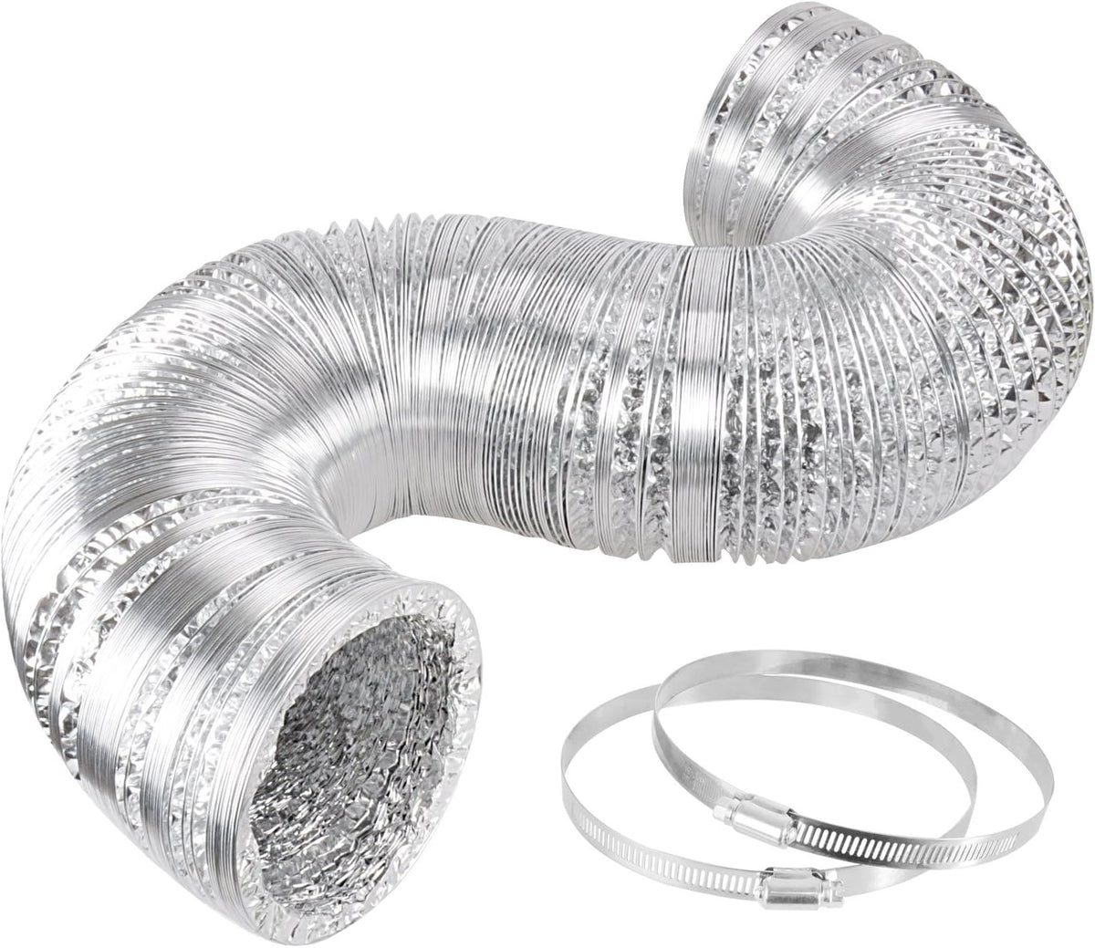 iPower GLDUCT10X25C Ducting Dryer Vent Hose for HVAC Ventilation with 2 Clamps,Exhaust Blower for Heating Cooling Booster, 10'' X 25', 1-Pack