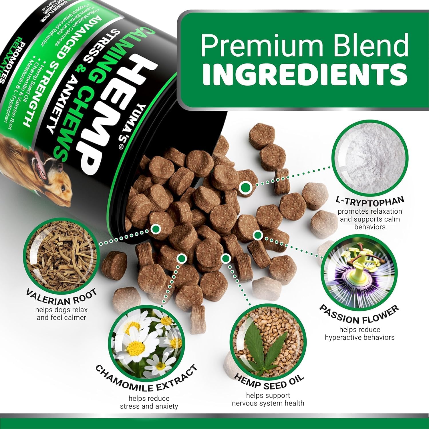 Advanced Calming Chews for Dogs - Hemp Dog Calming Chews Anxiety Relief