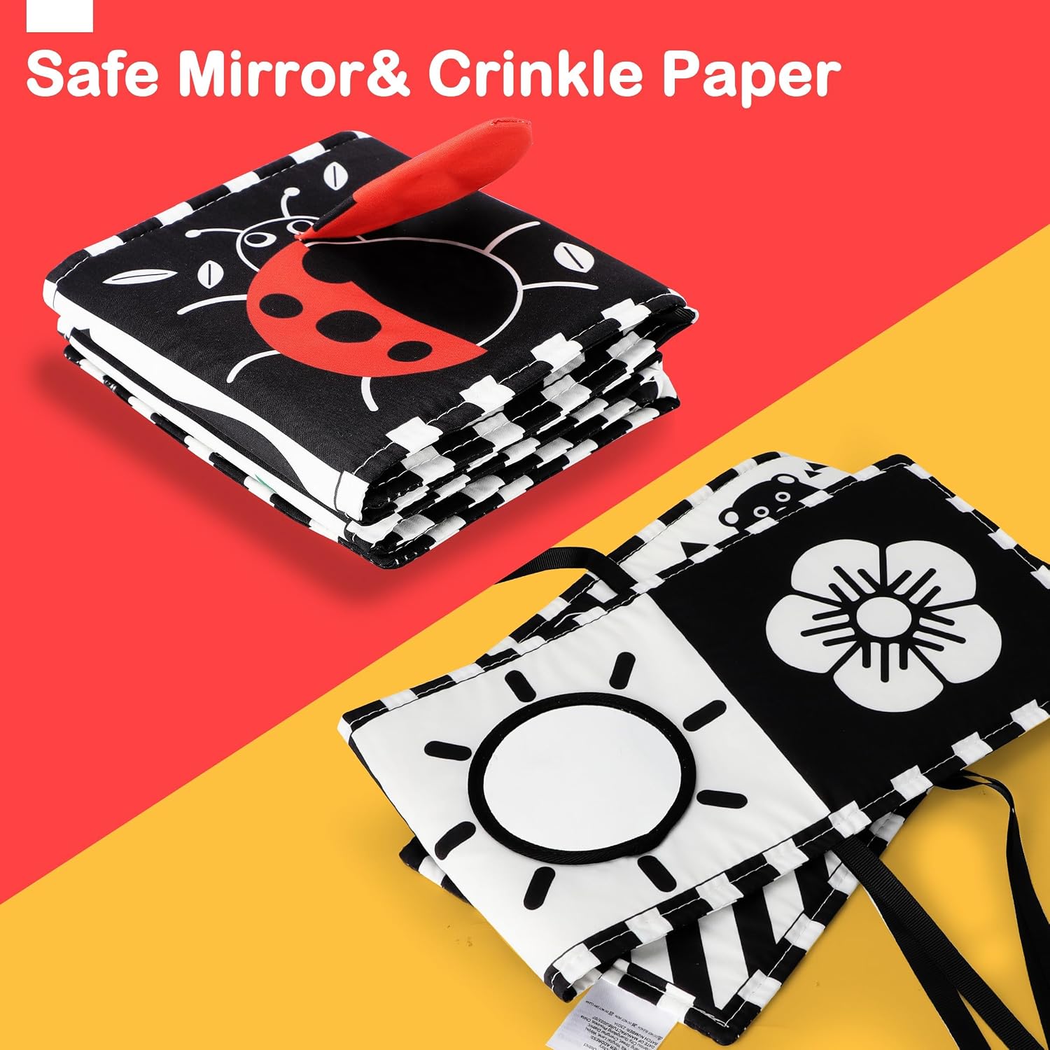 URMYWO Black and White Baby Toy, Tummy Time High Contrast Newborn Toys