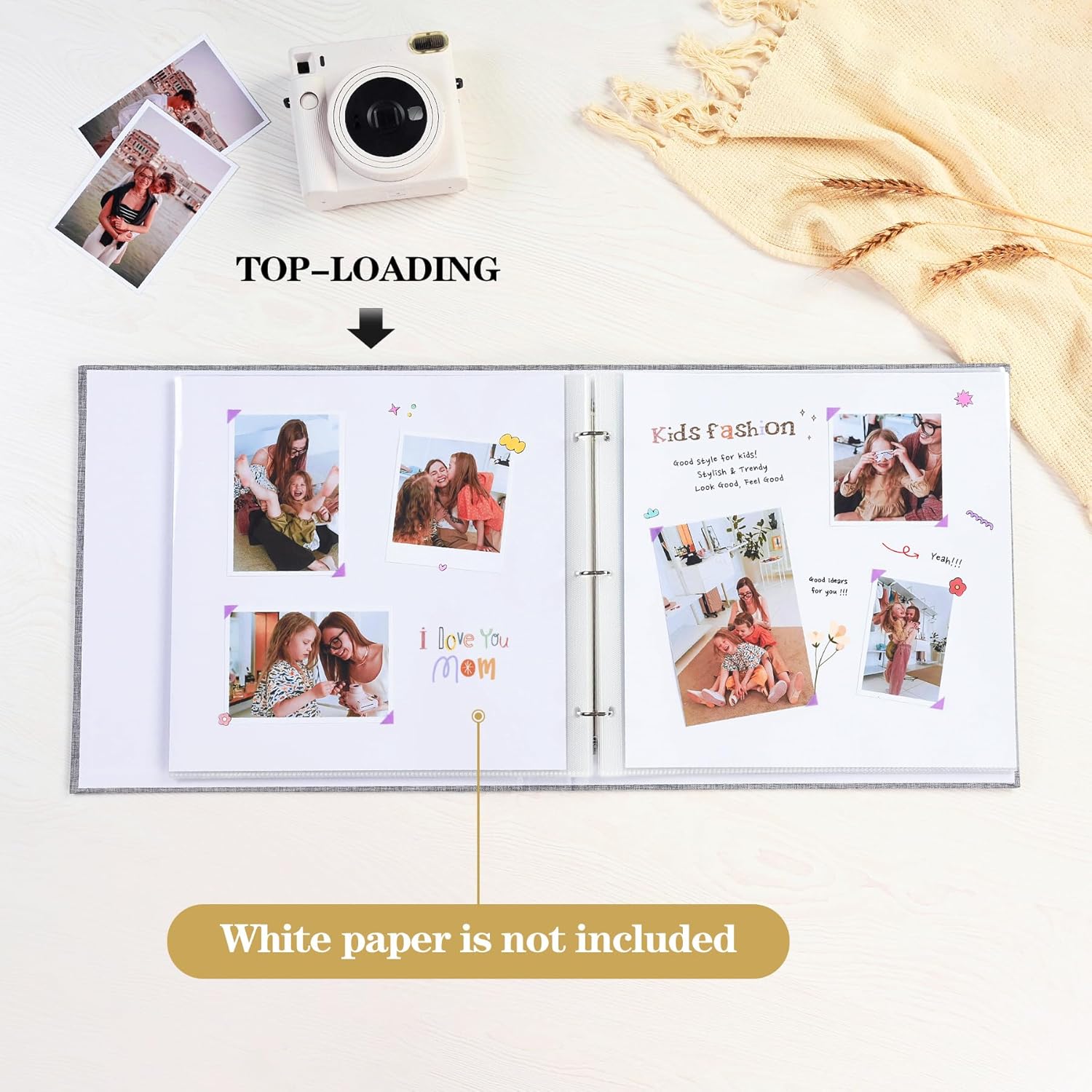 Mublalbum 10x10 Inch 3 Ring DIY Scrapbook Photo Album 40 Pages, Red
