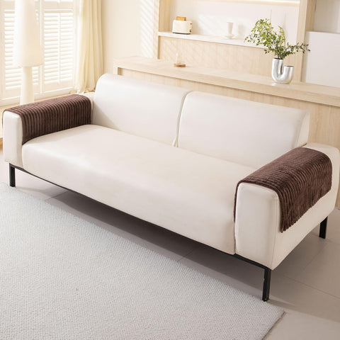 HAOMAIJIA Waterproof Couch Cover for Dogs Washable,Faux Fur Pet Couch Covers for Sofa,Soft Dog Bed Cover Non-Slip Couch Covers for 3 Cushion Couch Sofa Pet Friendly (Brown, 23" x 23" 2 Pack)