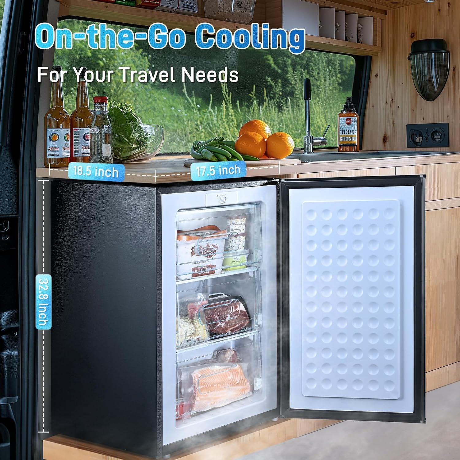 Anypro 3 Cu.Ft Compact Mini Upright Freezer with 3 Pull-down Drawer Doors and Adjustable Thermostat, Single Door Small Deep Standing Freezer Rapid Cooling for Home, Office, Dorm, Garage, Silver