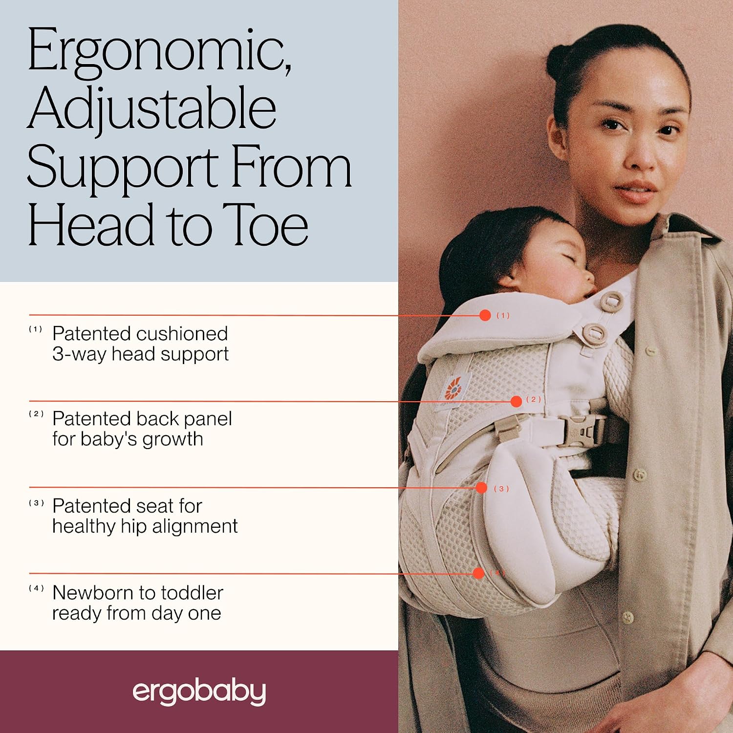 Ergobaby Omni Classic Baby Carrier for Newborn to Toddlers 0-48 Months