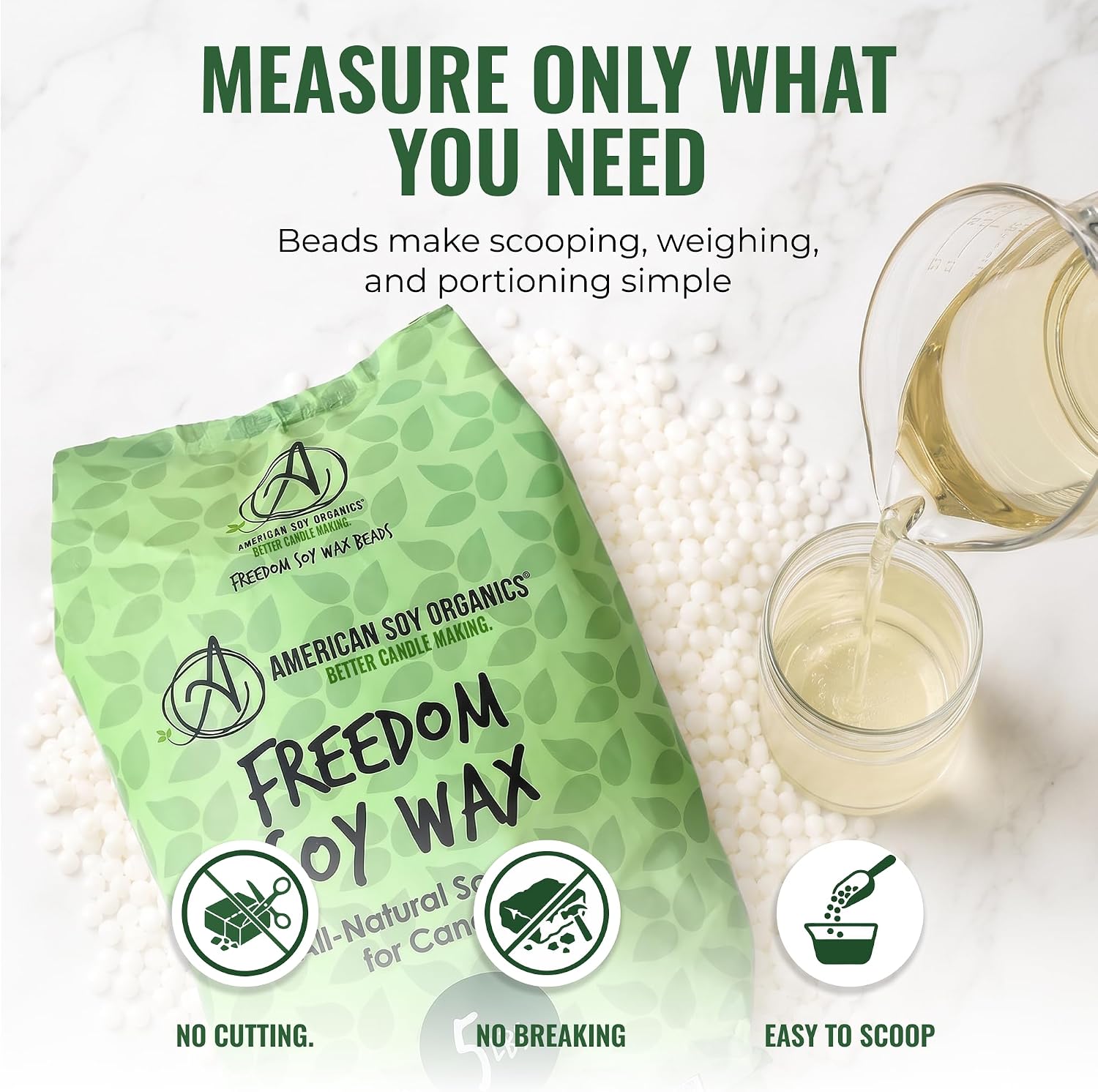American Soy Organics Freedom Soy Wax Beads, All-Natural Candle Wax, 5 lbs