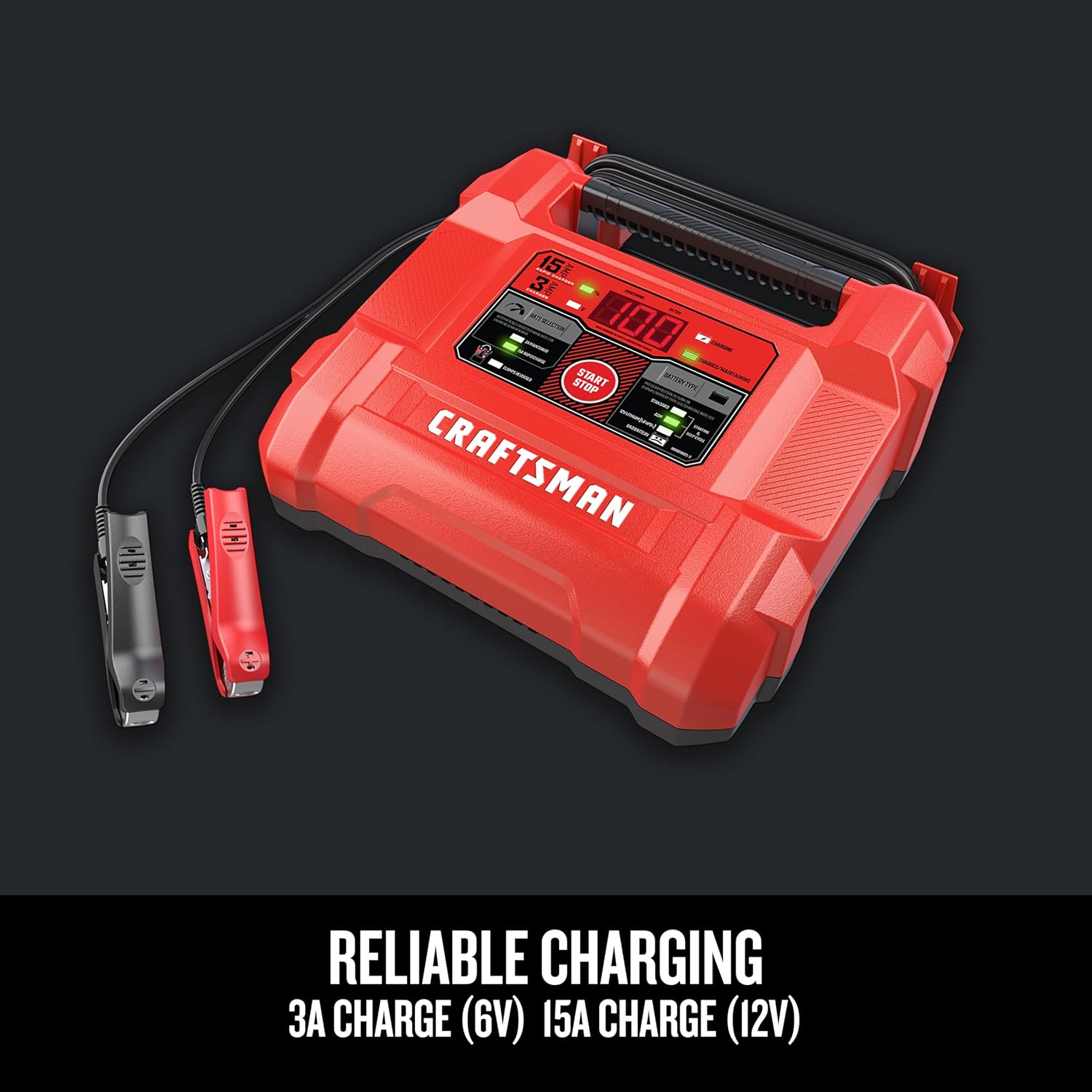 CRAFTSMAN 15A Car Battery Charger & Maintainer, 6V/12V – CMXCESM162