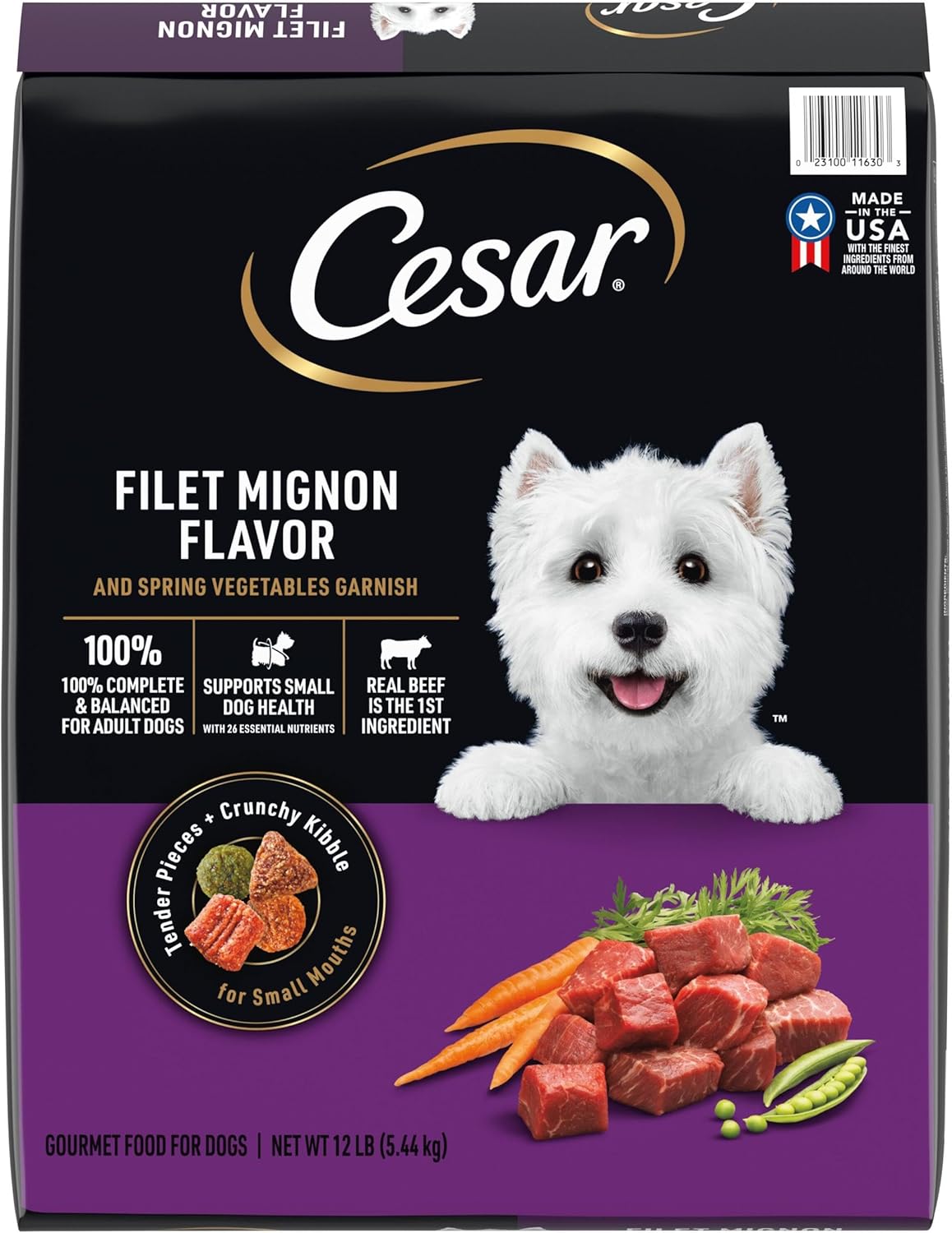 Cesar Small Breed Dry Dog Food, Filet Mignon & Spring Vegetables, 12 lb