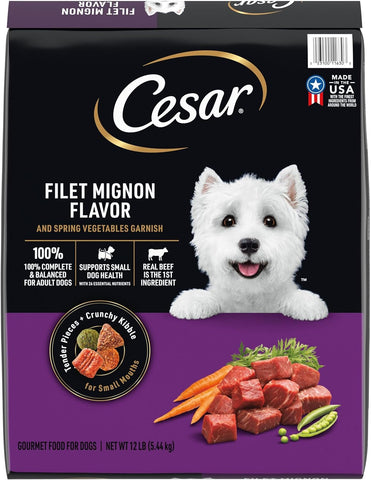 Cesar Small Breed Dry Dog Food, Filet Mignon & Spring Vegetables, 12 lb