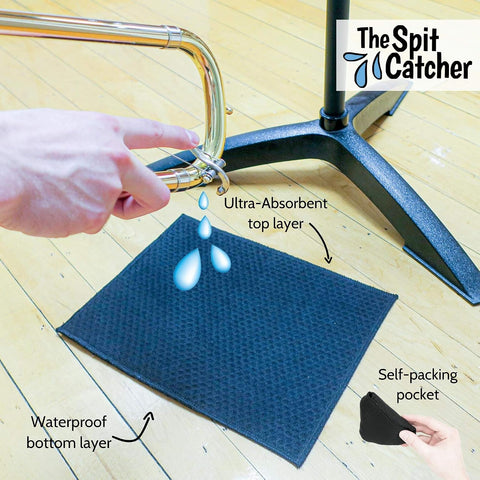 The Original Spit Catcher by Brasstache - For Brass/Wind Instruments, Ultra-Absorbent and Leakproof, Multi-layered Cloth Pad to Empty Your Spit, Self-Packing…… (3-pack)