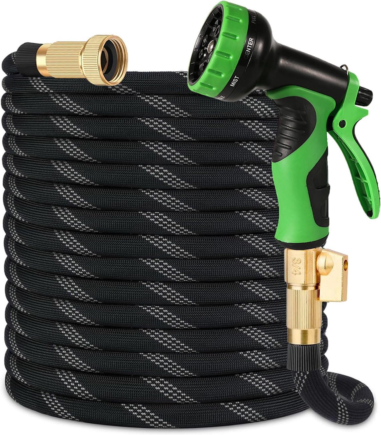 Flexible Garden Hose 100 ft, 2026 New No Kink Water Hose 100ft, 10 Function Nozzle, Solid Brass Fittings, Reinforced Outer Fabric & Inner Core, Ultra Lightweight for Gardening, Cleaning, Car Washing