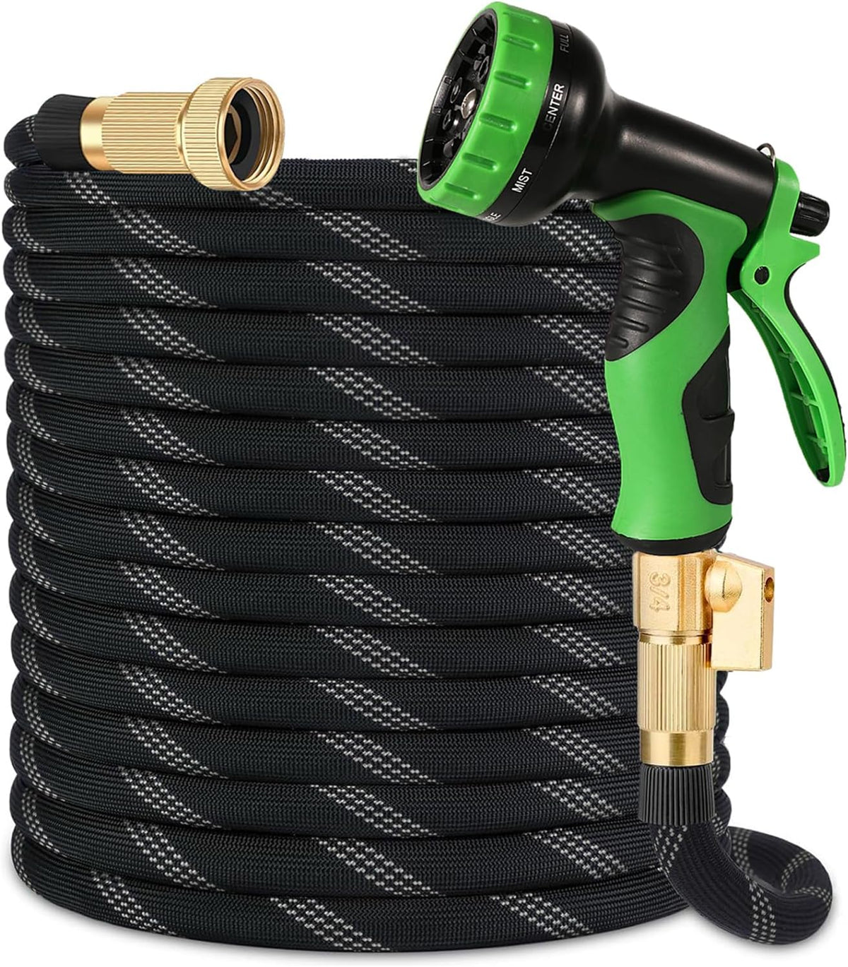 Flexible Garden Hose 100 ft, 2026 New No Kink Water Hose 100ft, 10 Function Nozzle, Solid Brass Fittings, Reinforced Outer Fabric & Inner Core, Ultra Lightweight for Gardening, Cleaning, Car Washing
