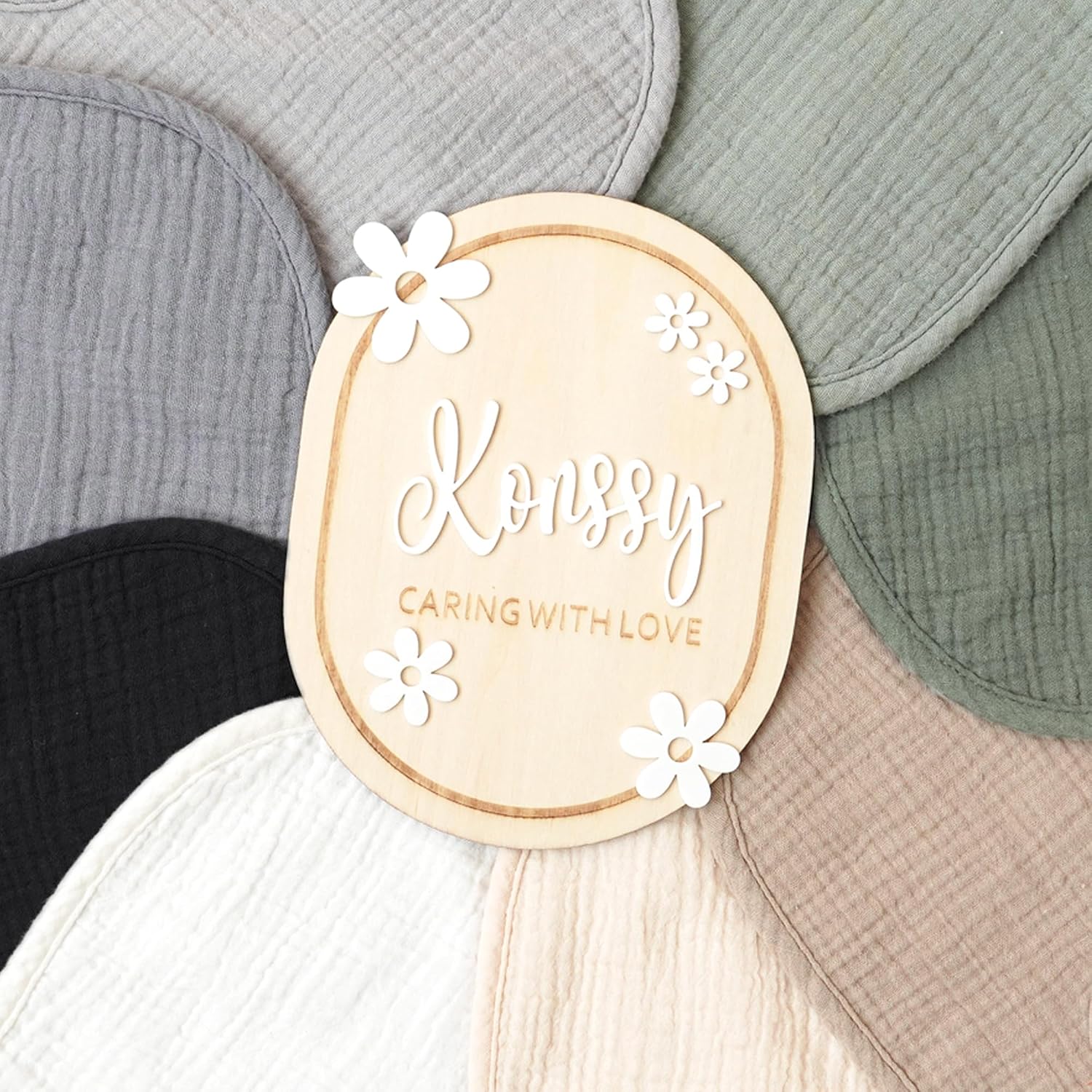 Konssy 8-Pack Muslin Baby Bibs, Adjustable Fit for Drooling and Teething