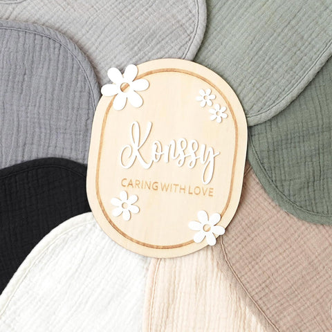 Konssy 8-Pack Muslin Baby Bibs, Adjustable Fit for Drooling and Teething