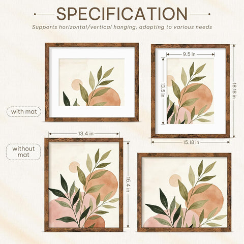 Picrit 14x17 Rustic Brown Picture Frame, Poster Frame for Wall, 3 Pack