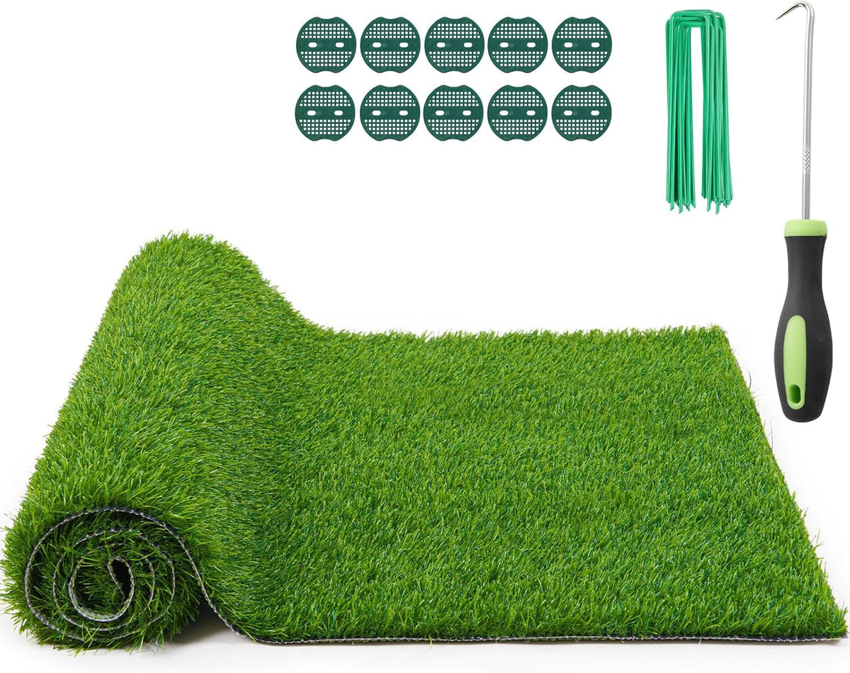 Artificial Grass Fake Turf Grass Outdoor Indoor with Drainage Holes, 4x6FT