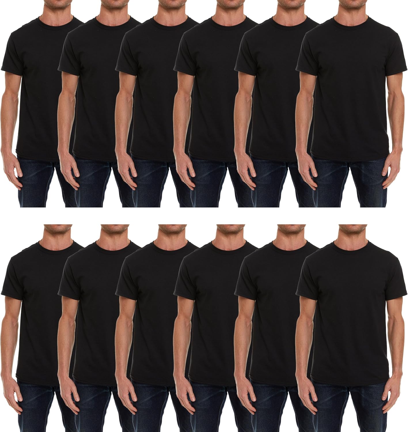 12 Pack Men's Big & Tall Cotton T-Shirts, Plus Size Lightweight Tees