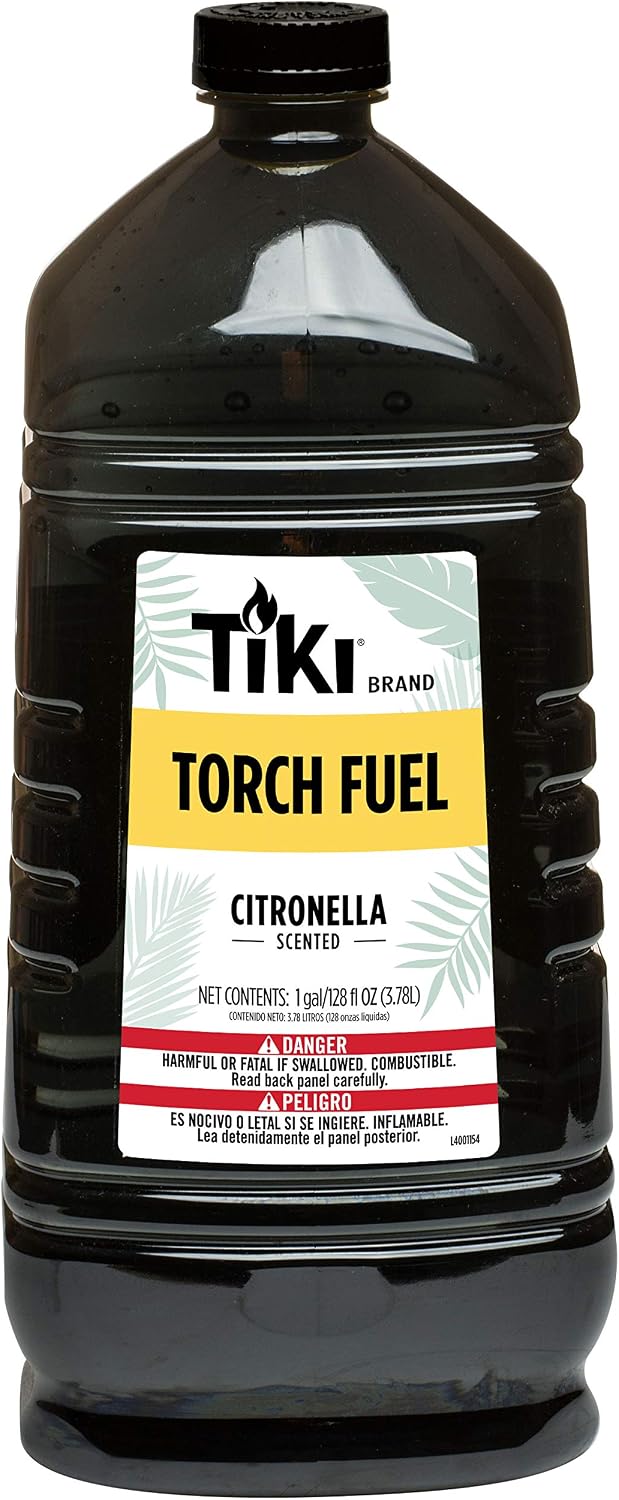 TIKI Citronella Torch Fuel - 1 Gallon (128 oz.), Easy Pour, Long-Lasting for Outdoor Torches & Table Torches, with Citronella & Lemongrass Oil, for Patio, Garden & Backyard Use