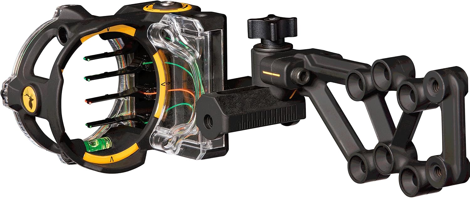 Trophy Ridge React H4 Bow Sight - 4 Pin Sight, Tool Less Windage and Elevation Adustability, 2nd Axis Leveling, Adjustable Click Light