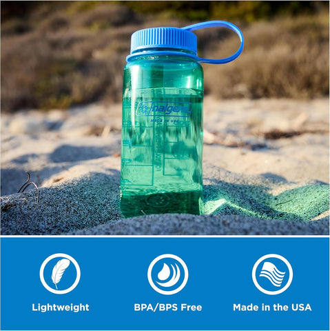 Nalgene 16 oz Wide Mouth Water Bottle, Grey