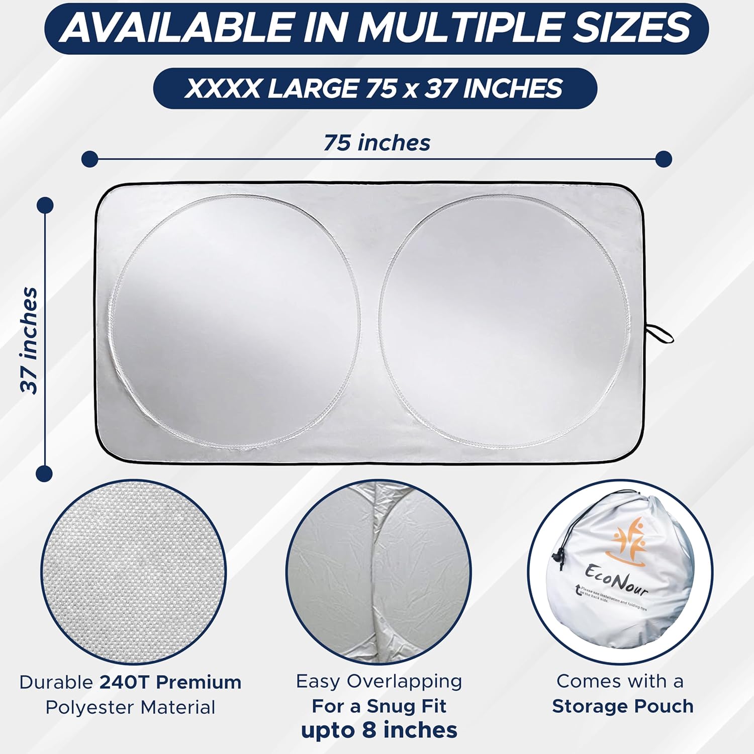 EcoNour Foldable Van Windshield Sun Shade, Reflective Window Cover