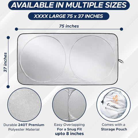 EcoNour Foldable Van Windshield Sun Shade, Reflective Window Cover