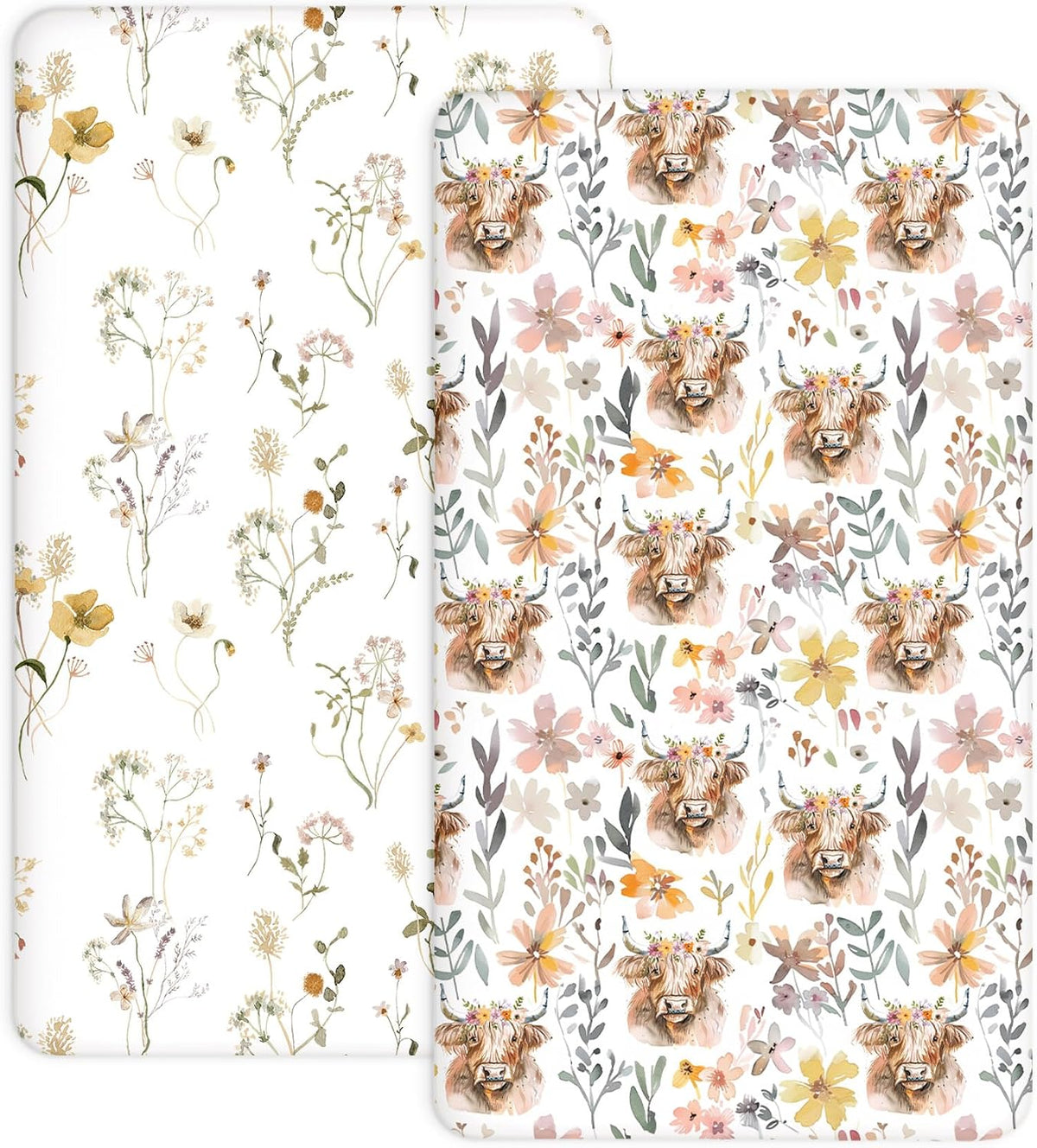 Pack N Play Sheets 2 Pack, 27"x39" Fitted Mini Crib Sheets Baby Boys Girls