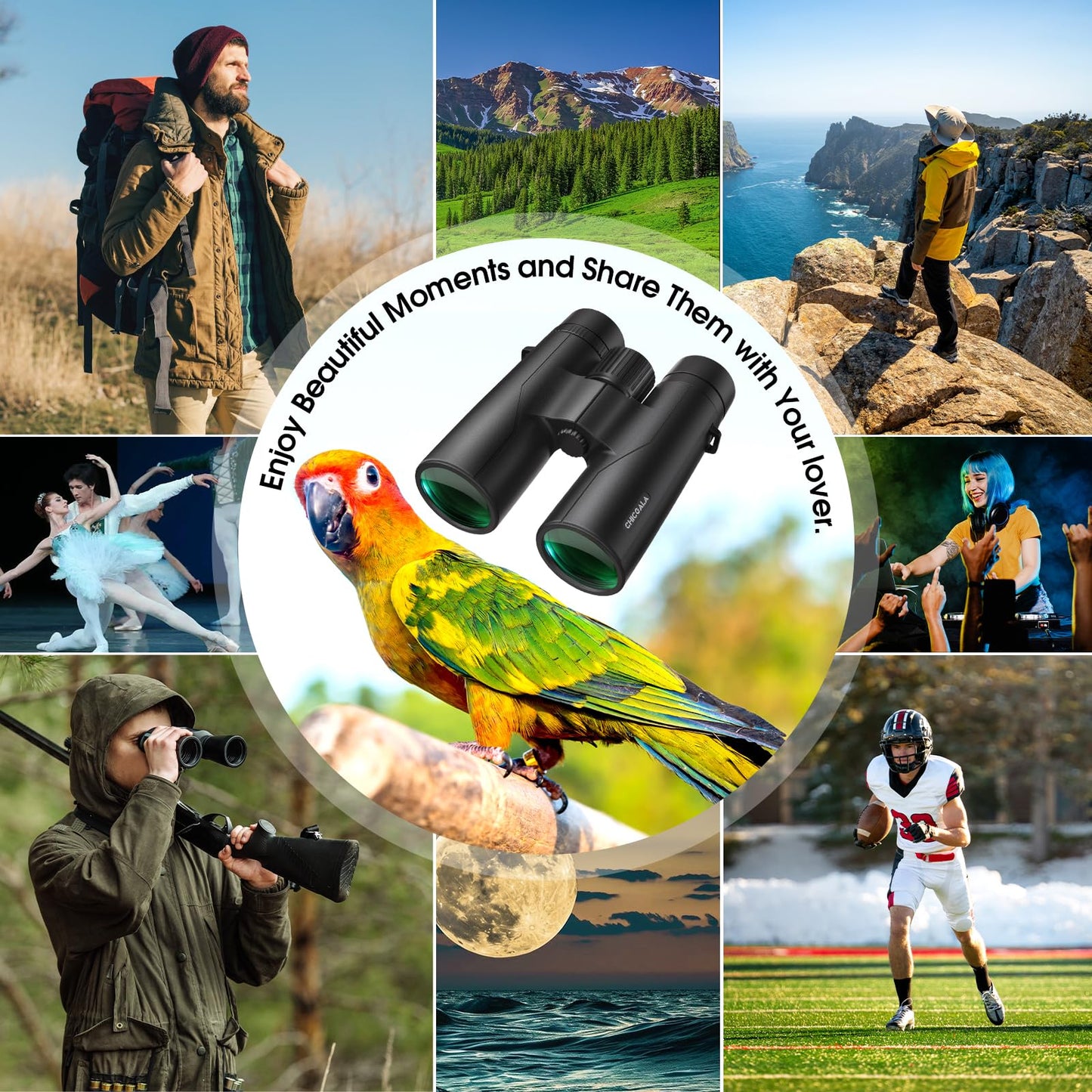 12x42 HD Binoculars for Adults High Powered with Phone Adapter and Tripod, Large View & Super Bright Binoculars - Lightweight Waterproof for Bird Watching, Hunting, Stargazing, Hiking, Travel, Sports