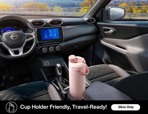 POWCAN 26 oz Insulated Water Bottle with 2-in-1 Straw and Spout Lid, Keep Cold 24H, Leak-Proof, Fits in Car Cup Holder, Stainless Steel Water Bottle for Sports, Travel, Gym, and School (Obsidian)
