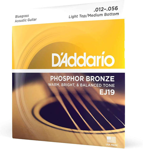 D'Addario EJ19 Phosphor Bronze Acoustic Guitar Strings, Bluegrass 12-56 Set