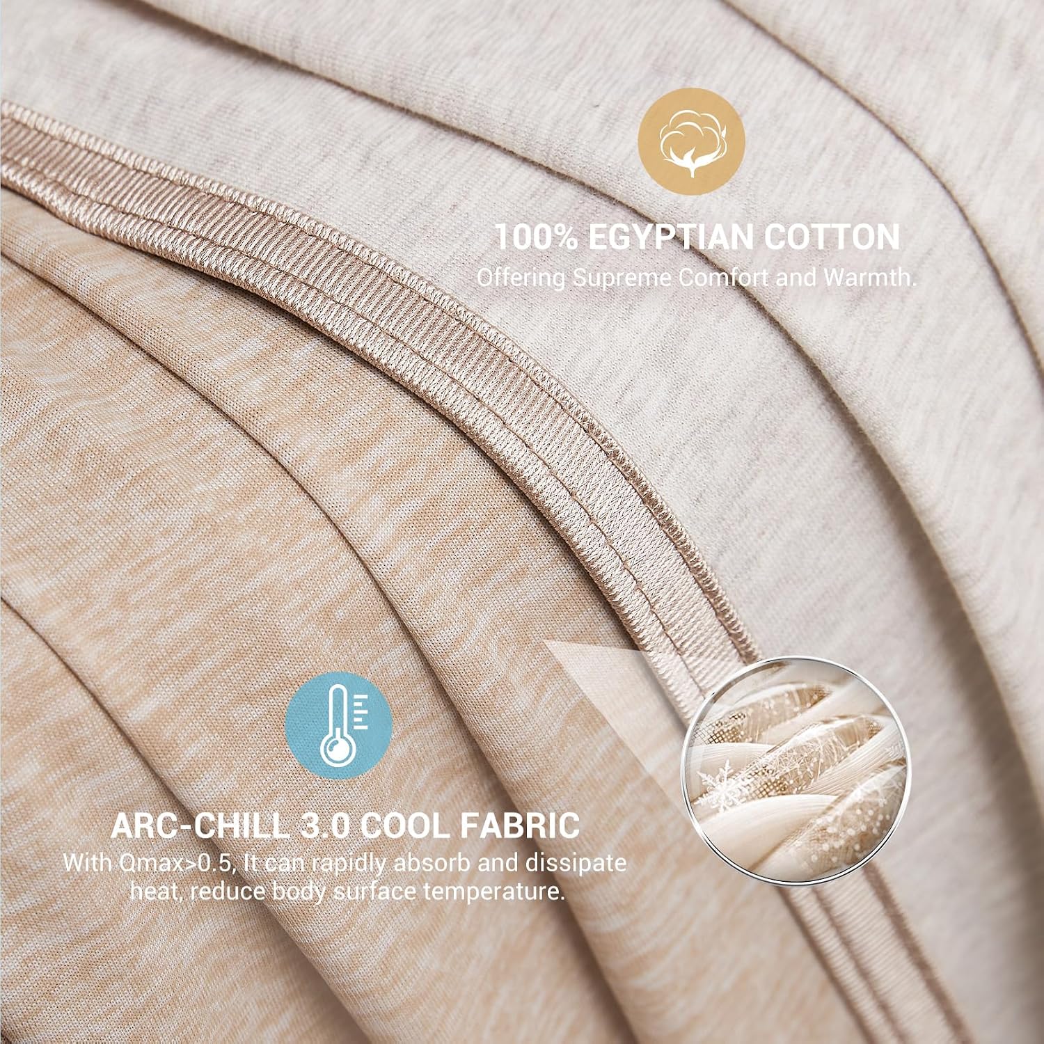 Elegear Arc-Chill 3.0 Cooling Blankets for Hot Sleepers, Throw Size, Beige
