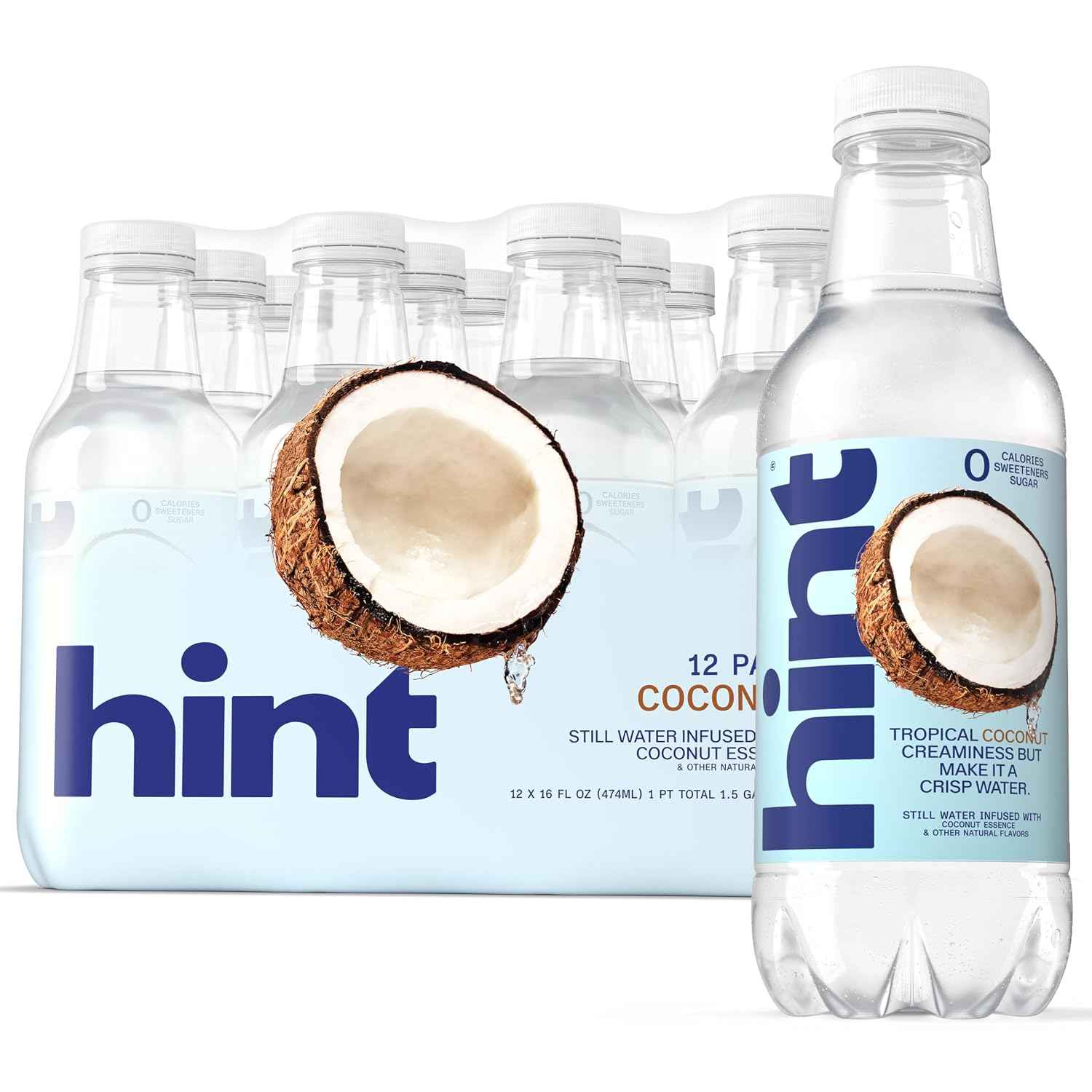 Hint Flavored Water Zero Sugar 0 Calories - Coconut (12 pack)