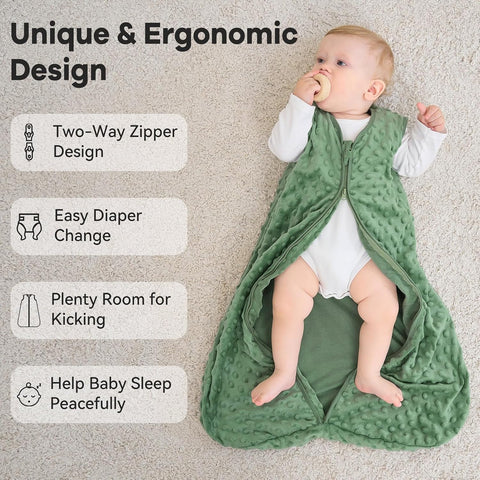 Unnivoll Baby Sleep Sack 0-6 Months 1.5 TOG Fleece with Plush Dots