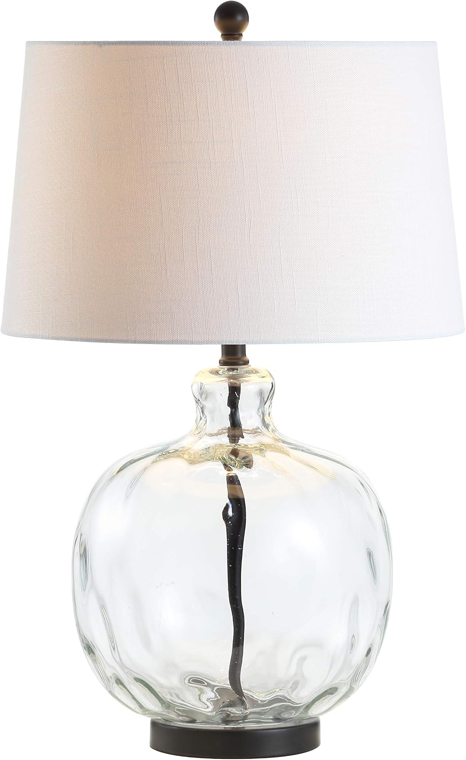JONATHAN Y Rae Bedside Table Lamp 26.5" Clear Glass and Black Metal