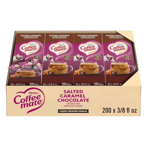 Nestle Coffee mate Coffee Creamer, Salted Caramel Chocolate, Liquid Creamer Singles, Non Dairy, No Refrigeration, 0.375 fl oz Tubs (Pack of 200)