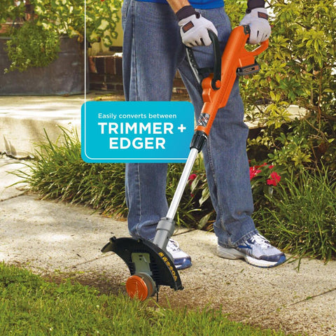 BLACK+DECKER 20V MAX String Trimmer and Edger 2 in 1, Cordless Weed Wacker with Auto Spool Feed, Battery and Charger Included, 12 Inch Steel Deck, Reduced Vibration (LST300)