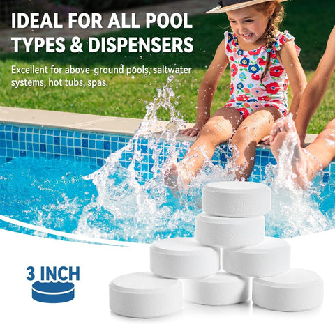 5LBs 3inch Chlorine Tablets for Swimming Pools & Spa Slow Dissolving