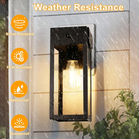 Porch Lights with GFCI Outlet, 2-Pack Motion Sensor Outdoor Lights
